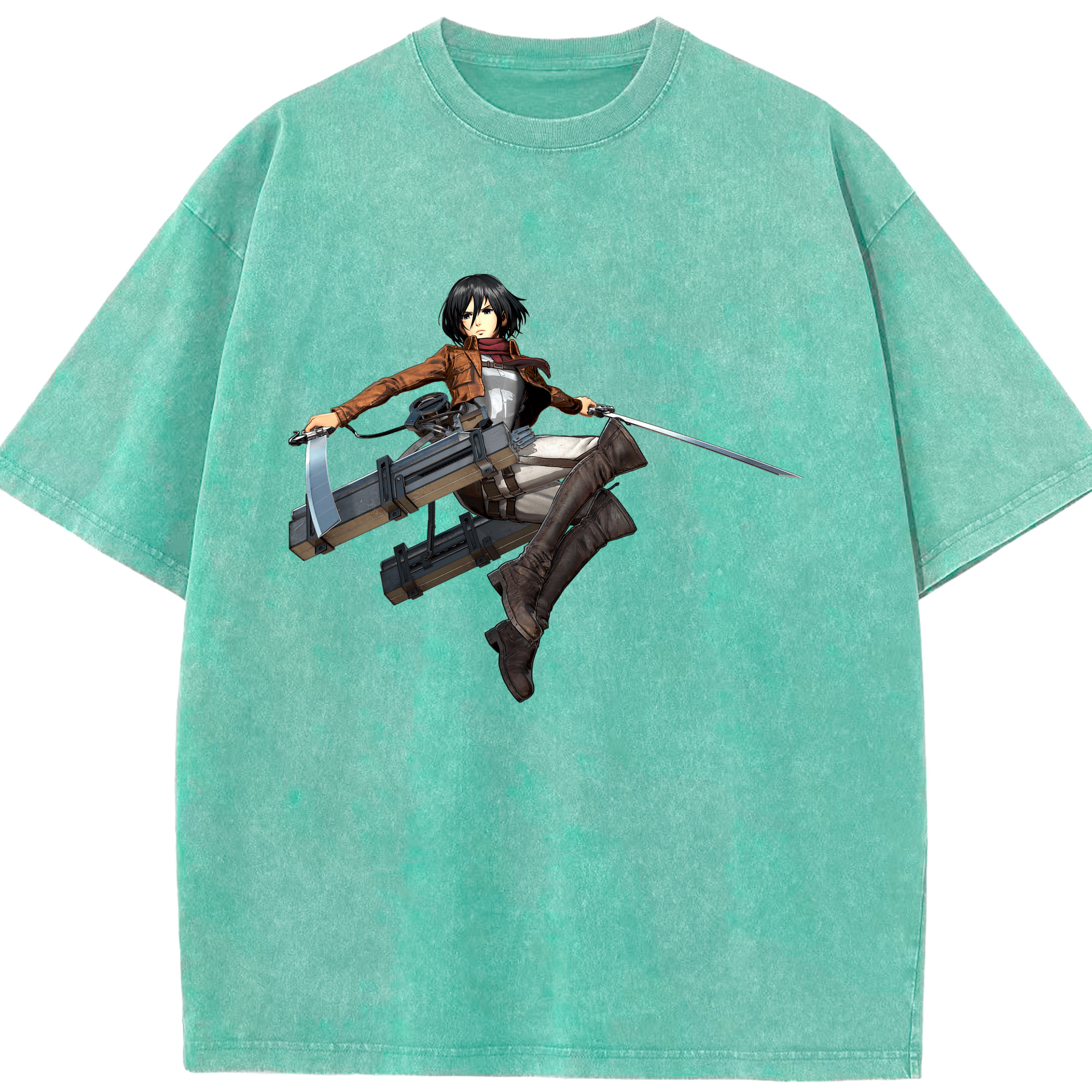（画像用） 進撃の巨人 ミカサ·アッカーマン Attack on Titan Mikasa Ackerman 綿100% ヴィンテージ風 半袖Tシャツ（フロントプリント）